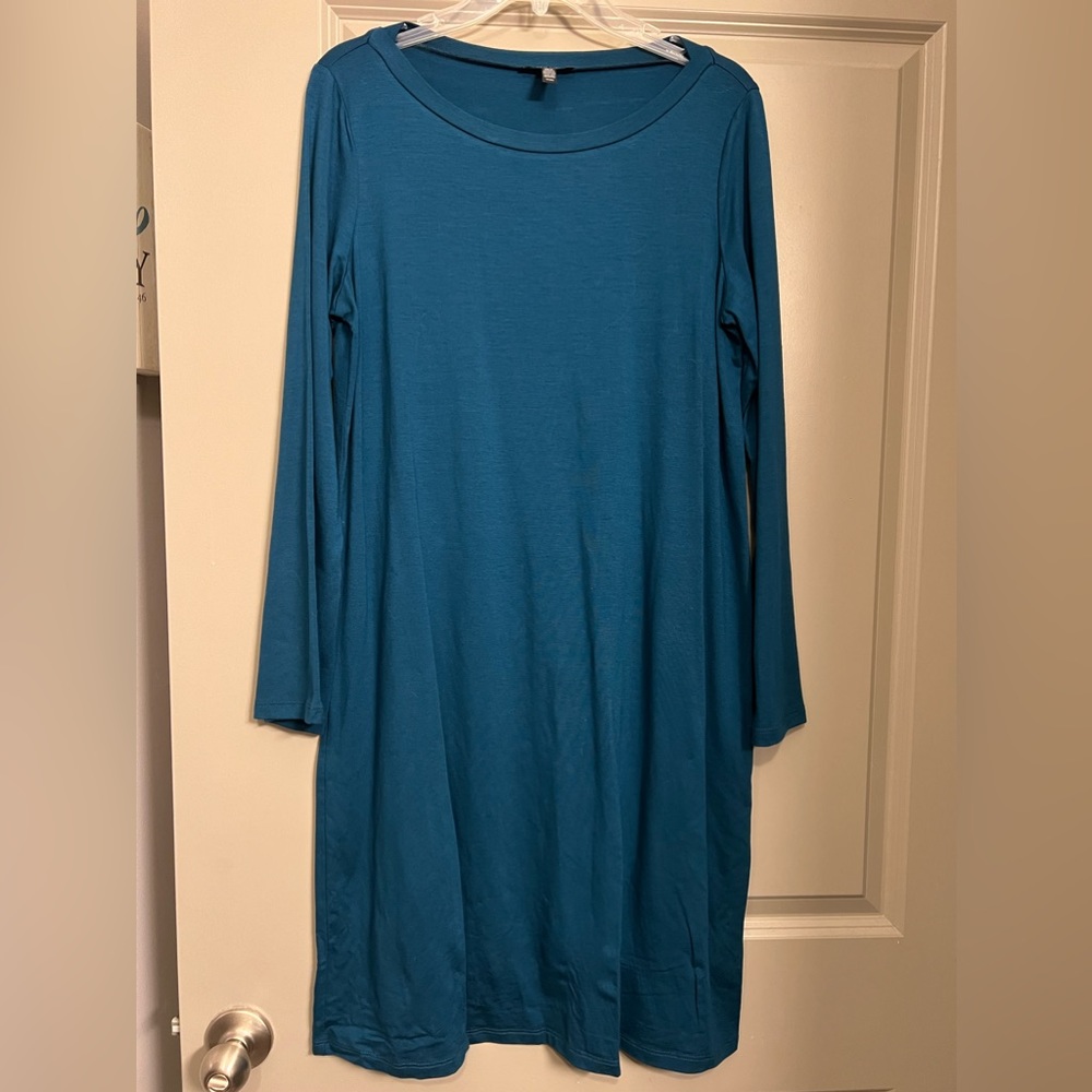Eileen Fisher Jewel Neck Jersey Knit Dress